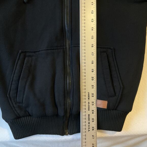 Buffalo David Bitton Men Hoodie Jacket S Black Fleece Zipper Logo Long Sleeve - Picture 6 of 10